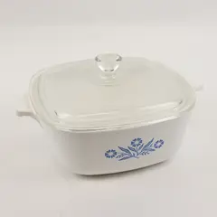 Corning Ware Cornflower Blue Pattern 1.5 Quart Square Casserole Pan With Lid