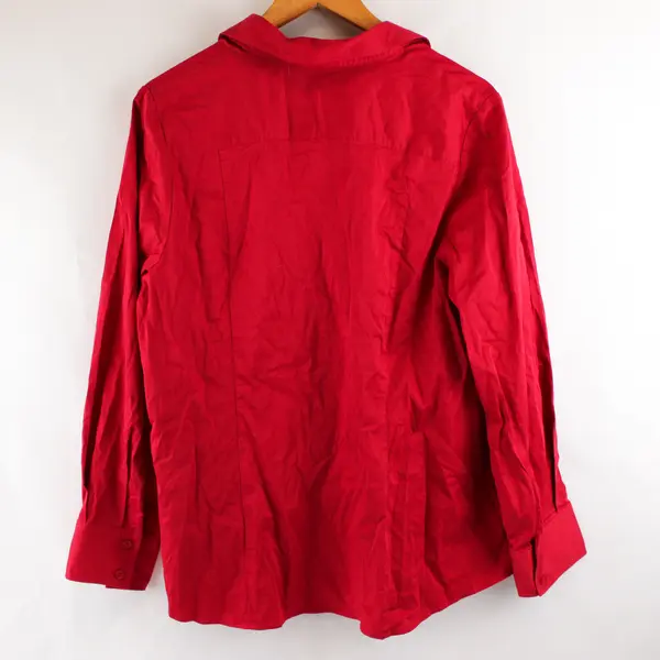 Lane Bryant Solid Red Long-Sleeved Button-Up Women's Size 20