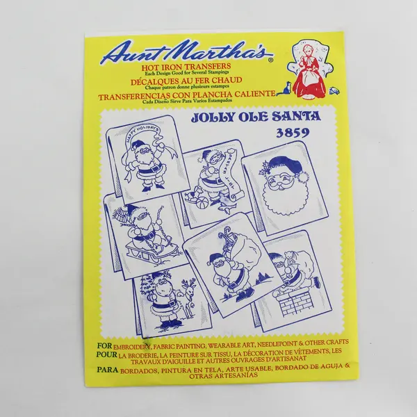 Lot of 3 Aunt Martha's 3859 Jolly Ole Santa Hot Iron Transfer Patterns
