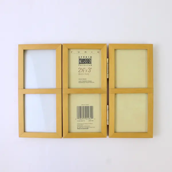 Studio Wood Tri-Fold Frame 6 Photo Standing Dayton Hudson 2.5"x3"
