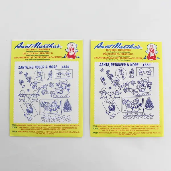 Aunt Martha's 3860 Santa, Reindeer & More Hot Iron Transfer Pattern