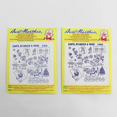 Aunt Martha's 3860 Santa, Reindeer & More Hot Iron Transfer Pattern