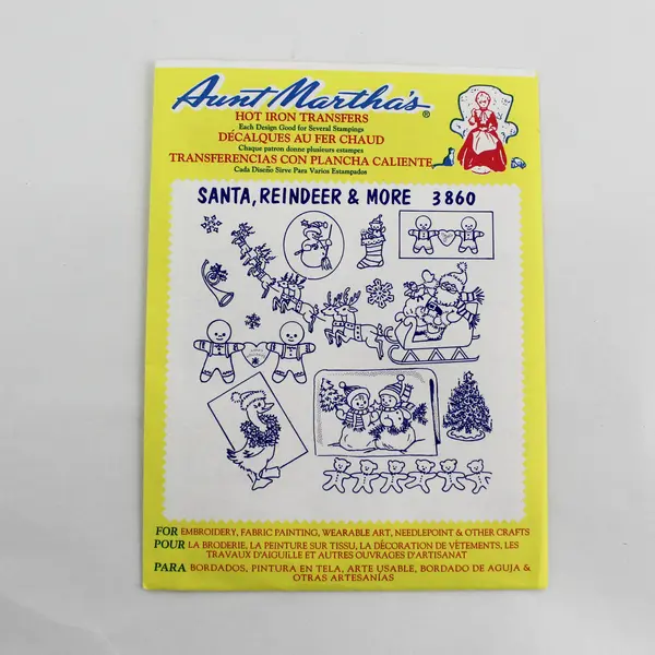 Aunt Martha's 3860 Santa, Reindeer & More Hot Iron Transfer Pattern