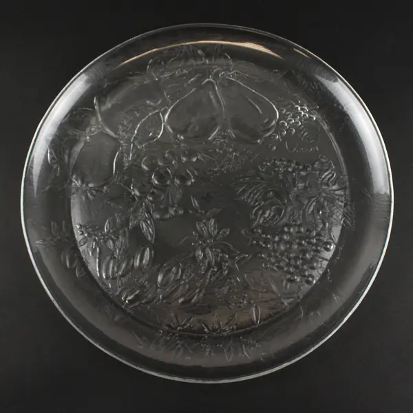 Duralex Fruits Pattern Pressed Clear Glass Round Serving Platter/Tray 12.75"