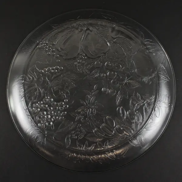 Duralex Fruits Pattern Pressed Clear Glass Round Serving Platter/Tray 12.75"