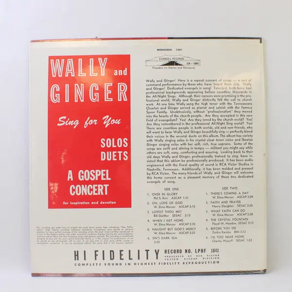 Wally And Ginger Sing For You Solo Duets Sealed 12" Vinyl Record