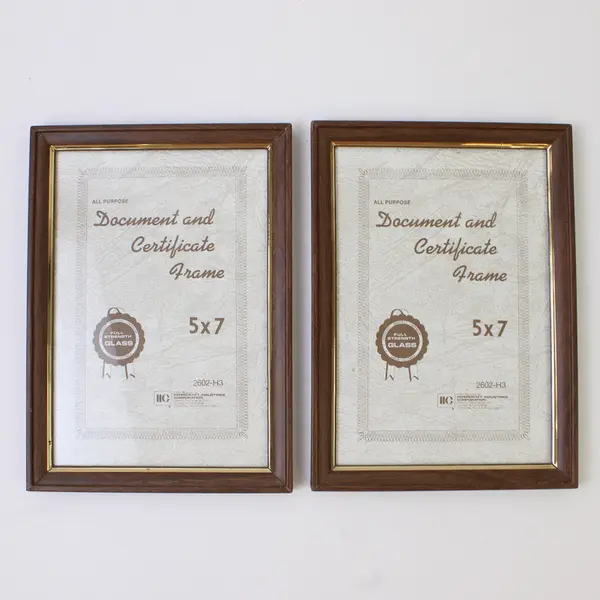 Lot of 2 Dark Wood 5x7 Document and Certificate Frame Intercraft Industries