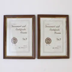 Lot of 2 Dark Wood 5x7 Document and Certificate Frame Intercraft Industries