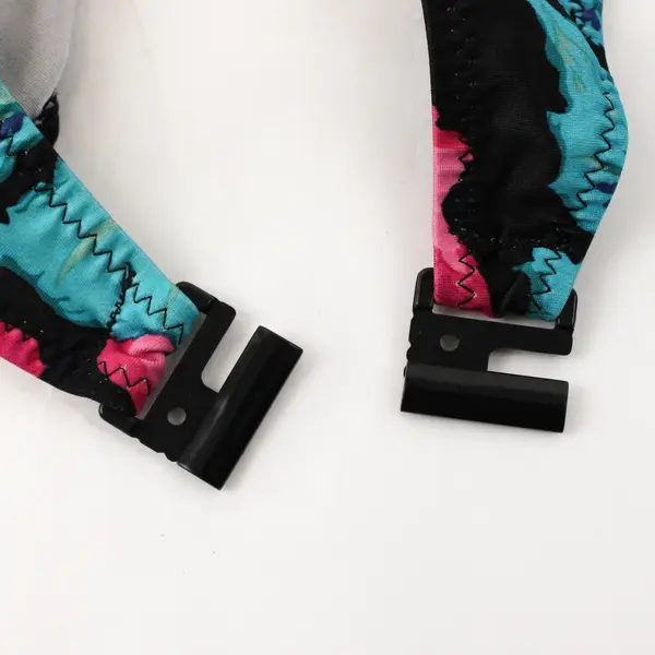 Gina Tricot Black Pink & Green Floral Print Strapless Bikini Top Women's Medium