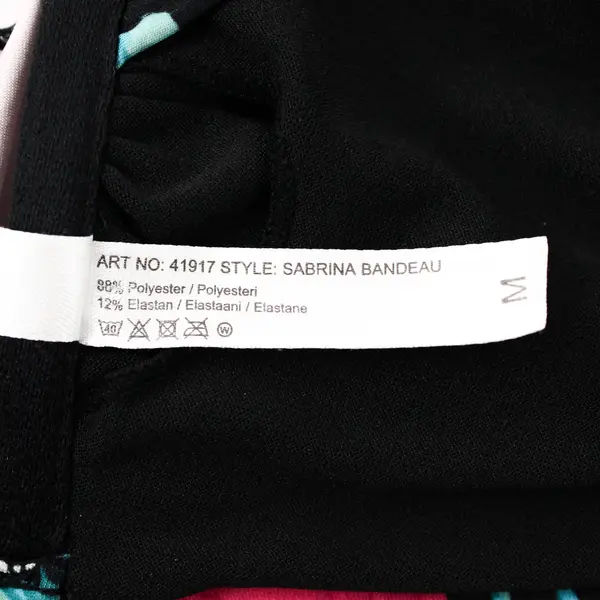 Gina Tricot Black Pink & Green Floral Print Strapless Bikini Top Women's Medium