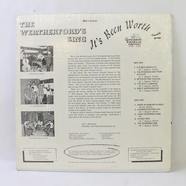 The Weatherford Sing "It's Been Worth It" 12" Vinyl Record