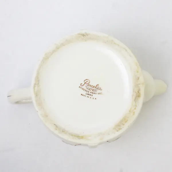 Vintage Porcelier Vitreous China Art Deco Teapot Embossed Flowers 8.5in