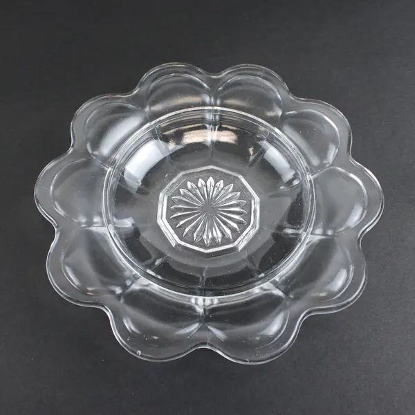 Unbranded Flower Pattern Clear Glass Cheese/Butter Dome Lid  and Plate