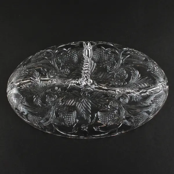 Unbranded Strawberry Patterned Pressed Clear Glass Relish/Candy Dish 8.75" Long