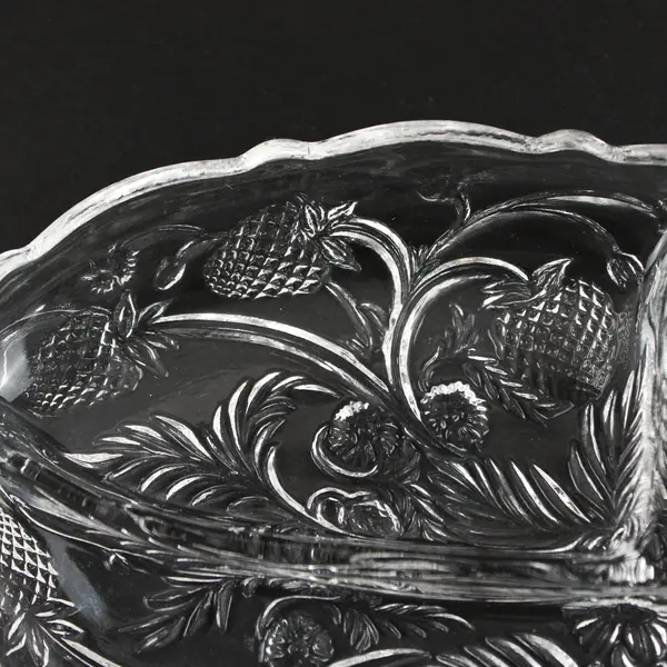 Unbranded Strawberry Patterned Pressed Clear Glass Relish/Candy Dish 8.75" Long