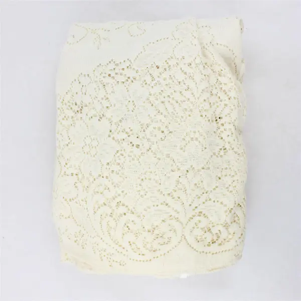 Vintage Off-White Floral Crochet Rectangular Tablecloth 64" x 102" FLAWED