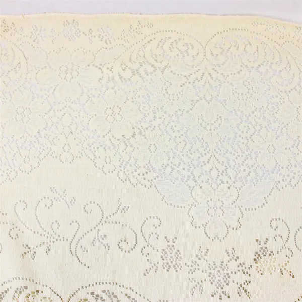 Vintage Off-White Floral Crochet Rectangular Tablecloth 64" x 102" FLAWED