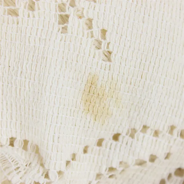 Vintage Off-White Floral Crochet Rectangular Tablecloth 64" x 102" FLAWED