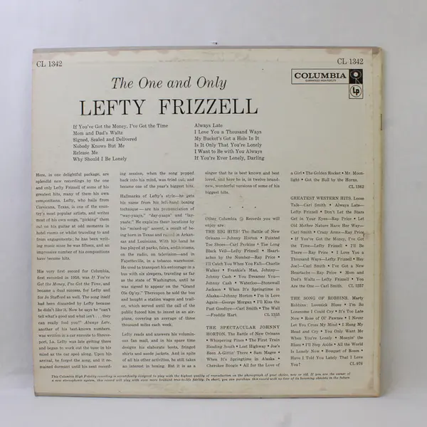 Lefty Frizzell – The One And Only 12" Vinyl Record