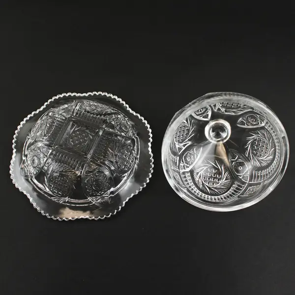 Unbranded Clear Glass Round Dome Butter With Matching Dish