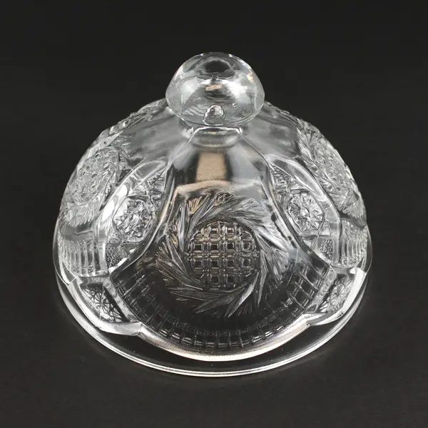 Unbranded Clear Glass Round Dome Butter With Matching Dish