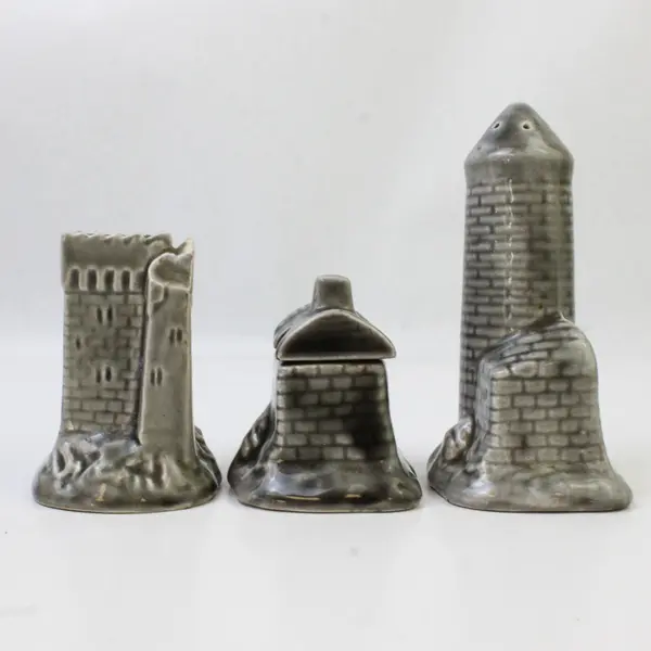 Republic Ireland Castle Salt & Pepper Shakers with Condiment Cottage Lid Vtg