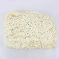 Vintage Off-White Floral Crochet Rectangular Tablecloth 66" x 80" FLAWED