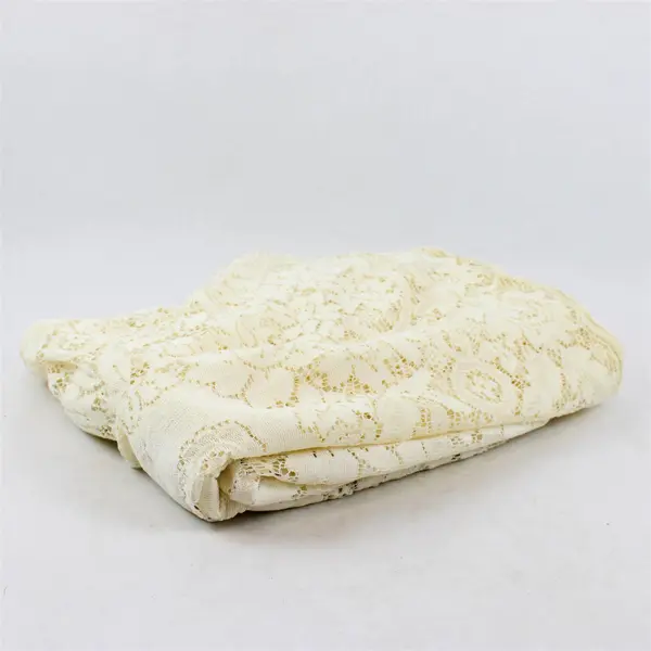 Vintage Off-White Floral Crochet Rectangular Tablecloth 66" x 80" FLAWED