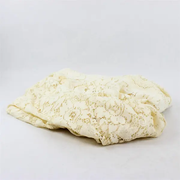 Vintage Off-White Floral Crochet Rectangular Tablecloth 66" x 80" FLAWED