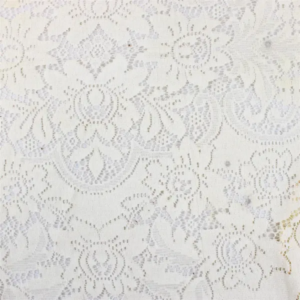 Vintage Off-White Floral Crochet Rectangular Tablecloth 66" x 80" FLAWED