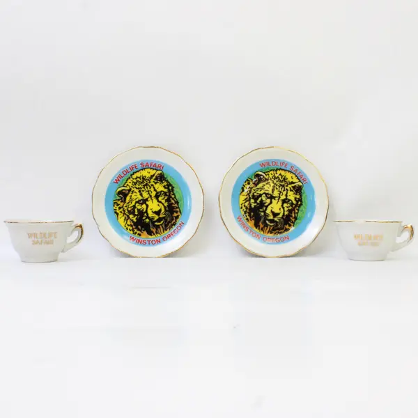 Set of 2 Spin Original Wildlife Safari Mini Cups & Saucers Souvenir