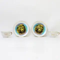 Set of 2 Spin Original Wildlife Safari Mini Cups & Saucers Souvenir