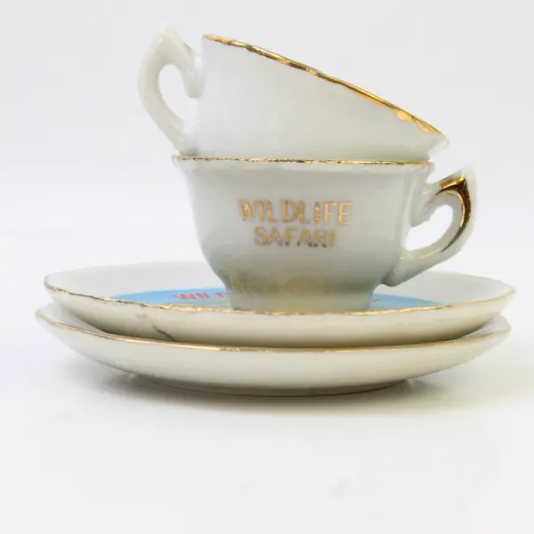 Set of 2 Spin Original Wildlife Safari Mini Cups & Saucers Souvenir