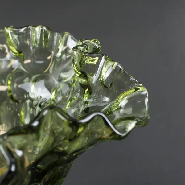 Unbranded Thumbprint Colonial Clear Green Glass Pattern Round Compote 6.25" Tall