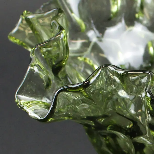 Unbranded Thumbprint Colonial Clear Green Glass Pattern Round Compote 6.25" Tall