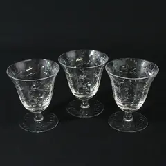 Set of 3 Paneled Crystal Cocktail Glasses Flower and Vine  Pattern 3.5"