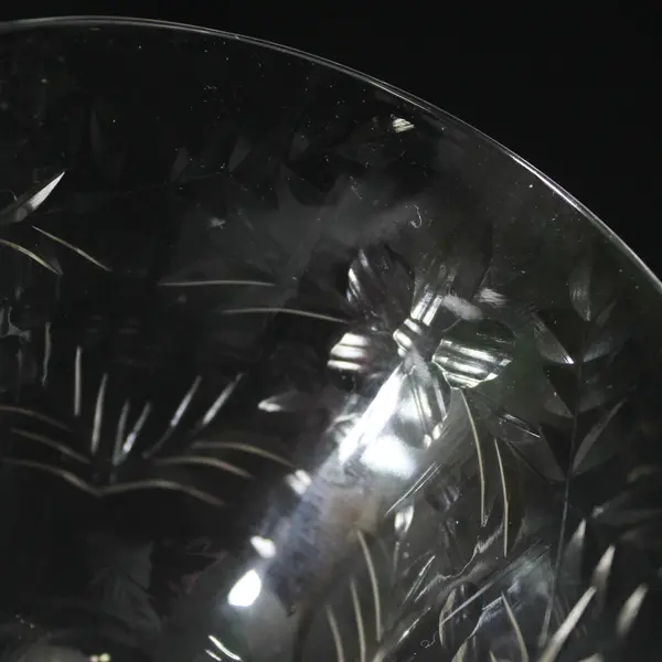 Set of 3 Paneled Crystal Cocktail Glasses Flower and Vine  Pattern 3.5"