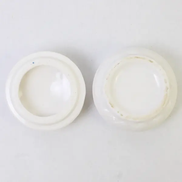 Vintage White Ceramic/Porcelain Trinket Box Hand-Painted Pink & White Flowers