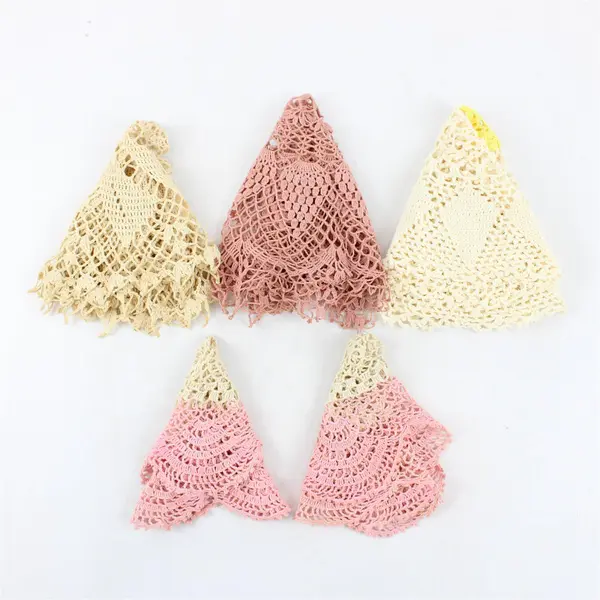 Lot of 5 Vintage Large Crochet Doilies Craft Fabric Upcycling FLAWED