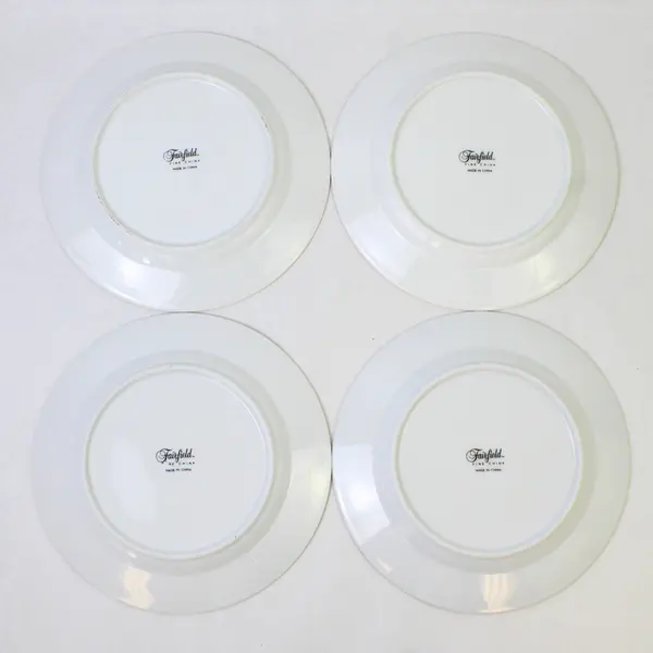 Set of 4 Vintage Fairfield Symphony Fine China 8" Salad Plates Gold Trim