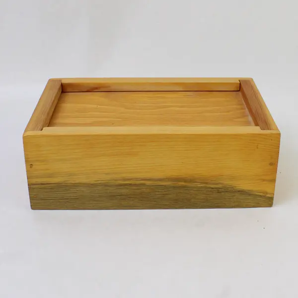 Wooden Slide-Top Box Jewelry Keepsake Coin Storage 7 x 4.5 x 2.75 in