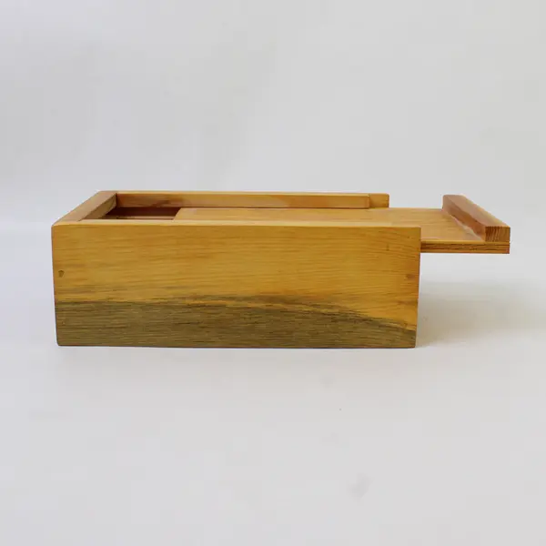 Wooden Slide-Top Box Jewelry Keepsake Coin Storage 7 x 4.5 x 2.75 in
