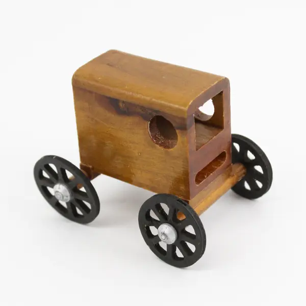 VTG Hand Carved Wooden Amish Horse & Buggy  Made In China