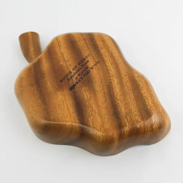 Genuine Hawaiian Monkey Pod Divided Wood Serving Bowl Leaf Shaped 10.5" Long