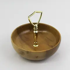 Vintage Oregon Myrtlewood Candy Dish Nut Bowl with Handle 6"