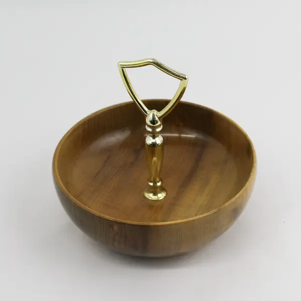 Vintage Oregon Myrtlewood Candy Dish Nut Bowl with Handle 6"