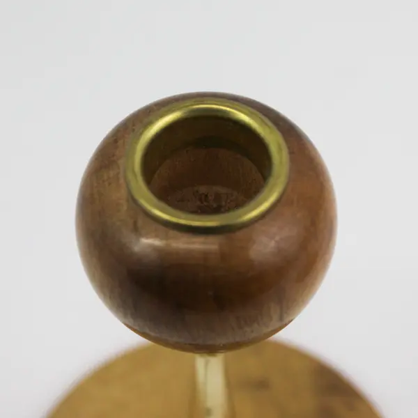 2 Vintage Oregon Myrtle Wood Taper Candle Holders with Brass Stems MCM