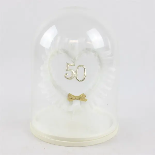 50th Wedding Anniversary Cake Topper Lace Gold Bow Keepsake