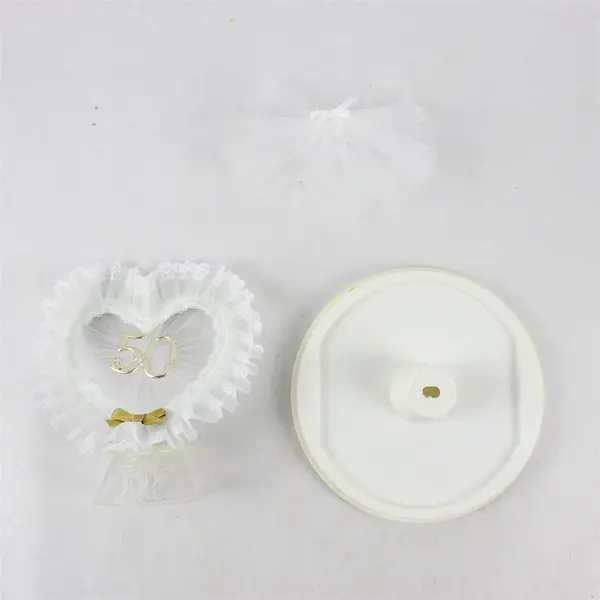 50th Wedding Anniversary Cake Topper Lace Gold Bow Keepsake