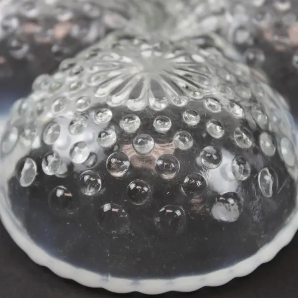 Anchor Hocking Glass Hobnail French Opalescent  6.5" Clover Shape 3 Part Relish